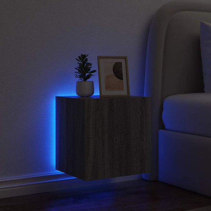 Comodă TV de perete cu lumini LED, gri sonoma, 40,5x35x40 cm - WALTI WALTI
