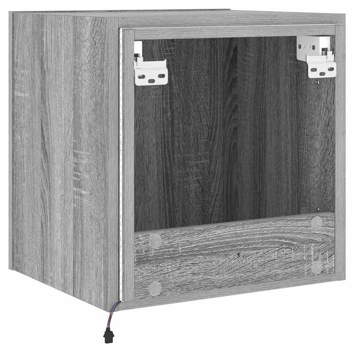 Comodă TV de perete cu lumini LED, gri sonoma, 40,5x35x40 cm - WALTI WALTI