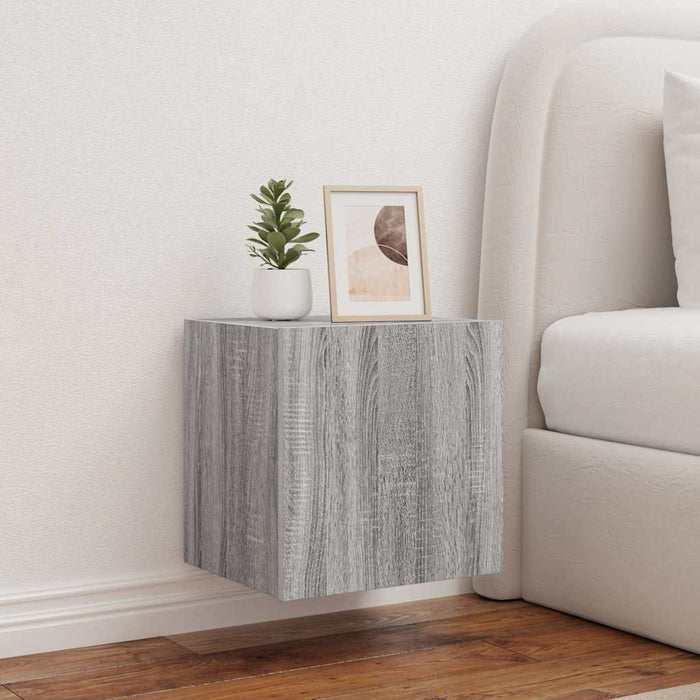 Comodă TV de perete cu lumini LED, gri sonoma, 40,5x35x40 cm - WALTI WALTI