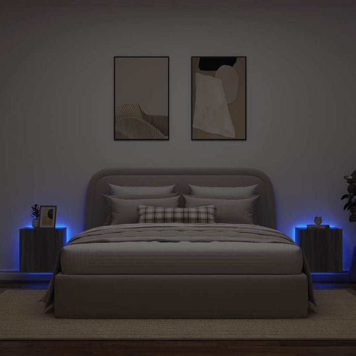 Comode TV cu lumini LED, 2 buc., gri sonoma, 40,5x35x40 cm - WALTI WALTI