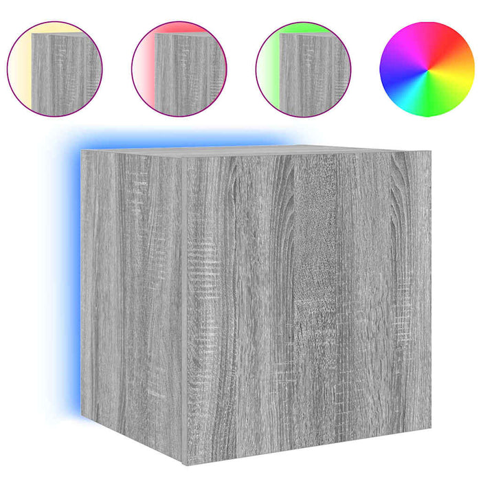 Comode TV cu lumini LED, 2 buc., gri sonoma, 40,5x35x40 cm - WALTI WALTI