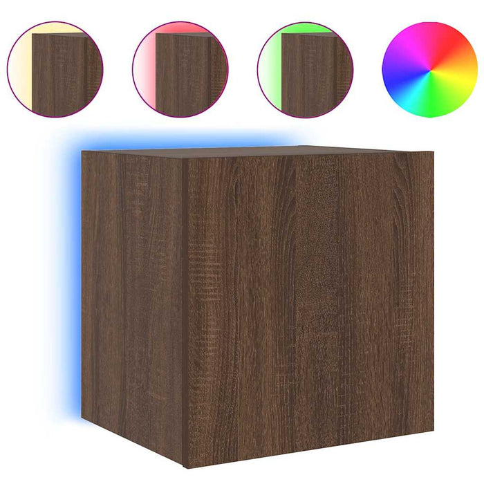 Comodă TV de perete cu lumini LED, stejar maro, 40,5x35x40 cm - WALTI WALTI