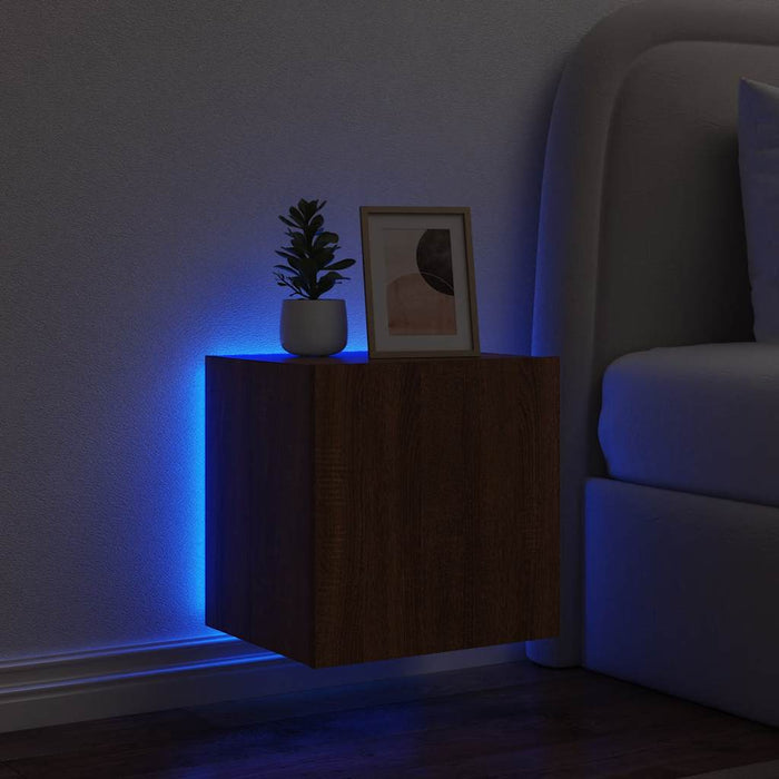 Comodă TV de perete cu lumini LED, stejar maro, 40,5x35x40 cm - WALTI WALTI