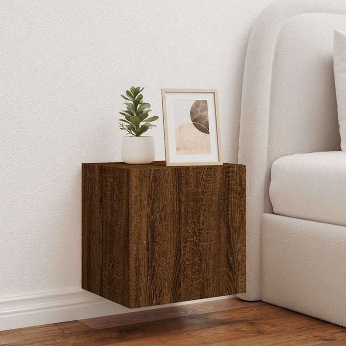 Comodă TV de perete cu lumini LED, stejar maro, 40,5x35x40 cm - WALTI WALTI