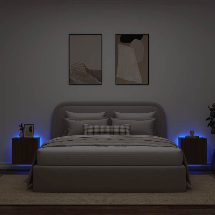 Comodă TV de perete cu LED, 2 buc. stejar maro, 40,5x35x40 cm - WALTI WALTI