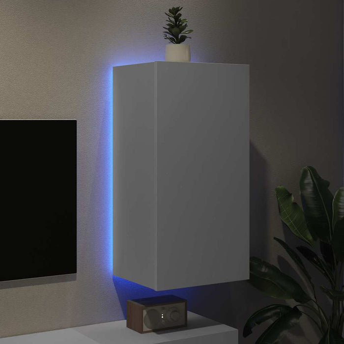 Comodă TV de perete cu lumini LED, alb, 40,5x35x80 cm - WALTI WALTI