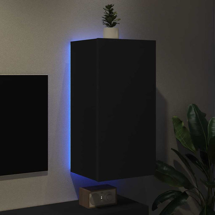 Comodă TV de perete cu lumini LED, negru, 40,5x35x80 cm - WALTI WALTI
