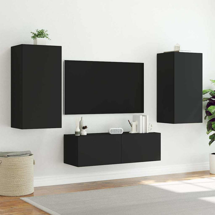 Comodă TV de perete cu lumini LED, negru, 40,5x35x80 cm - WALTI WALTI