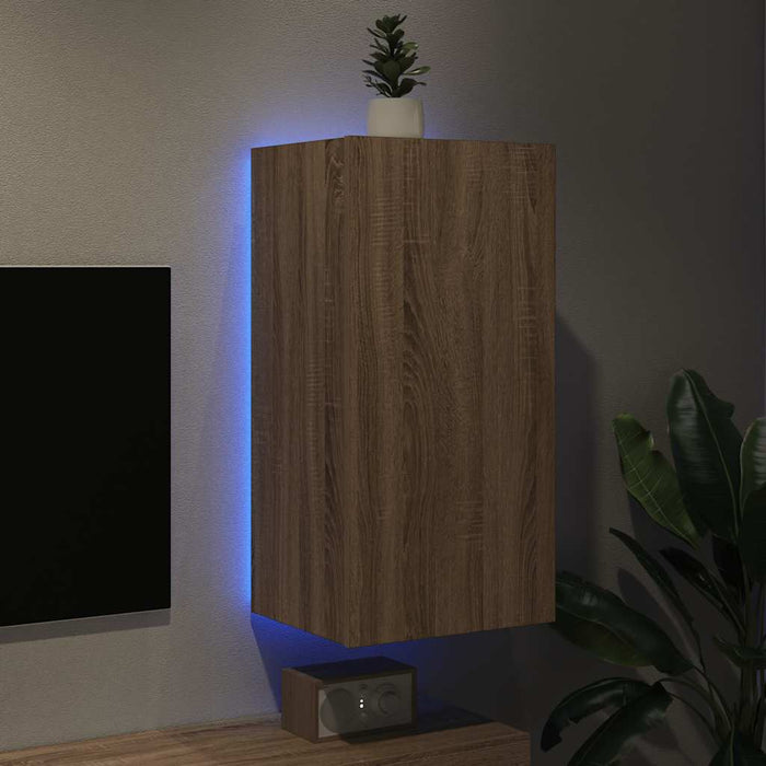 Comodă TV de perete cu lumini LED, stejar sonoma, 40,5x35x80 cm - WALTI WALTI