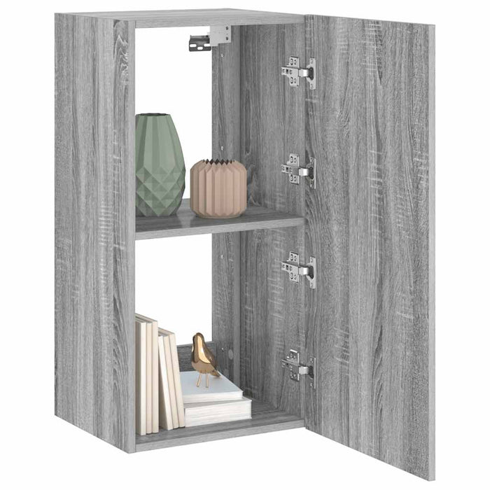 Comodă TV de perete cu lumini LED, gri sonoma, 40,5x35x80 cm WALTI
