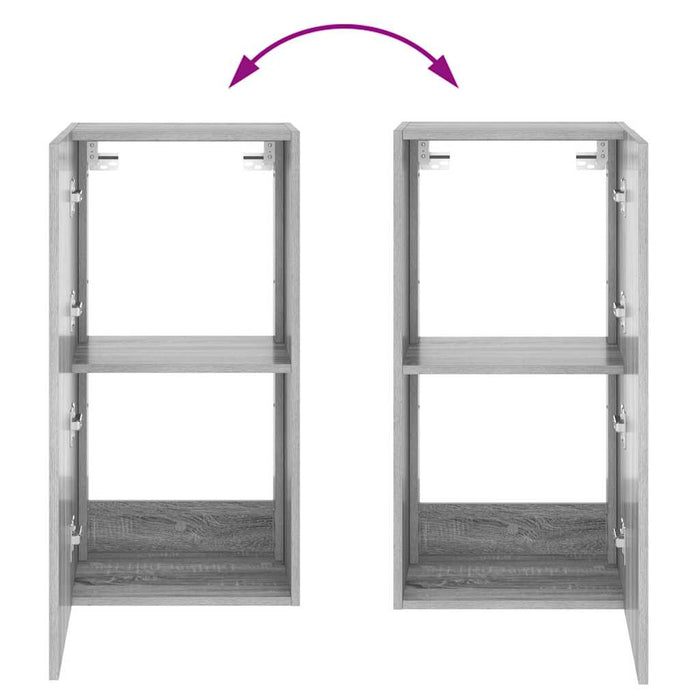 Comodă TV de perete cu lumini LED, gri sonoma, 40,5x35x80 cm WALTI