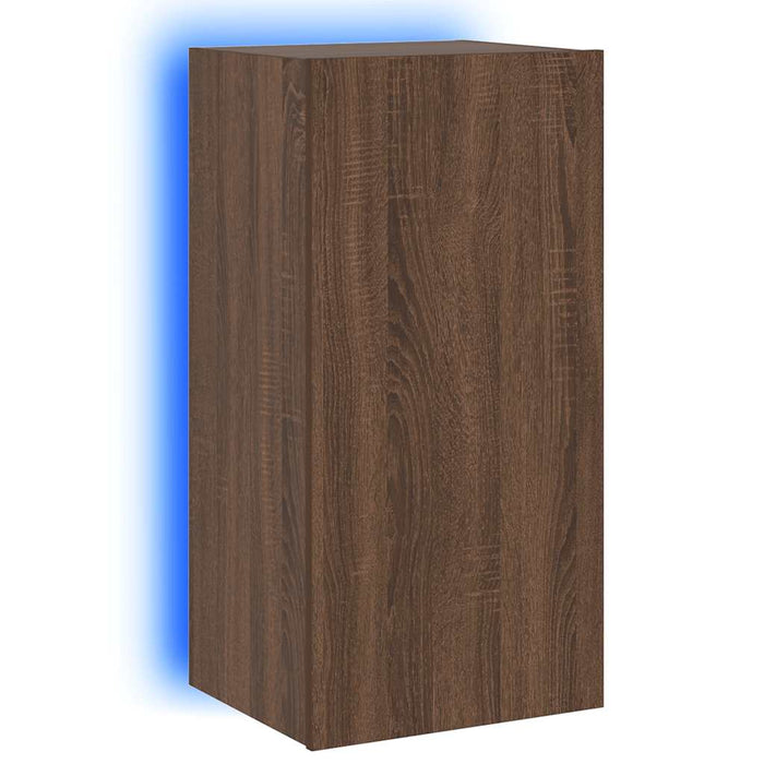 Comodă TV de perete cu lumini LED, stejar maro, 40,5x35x80 cm - WALTI WALTI