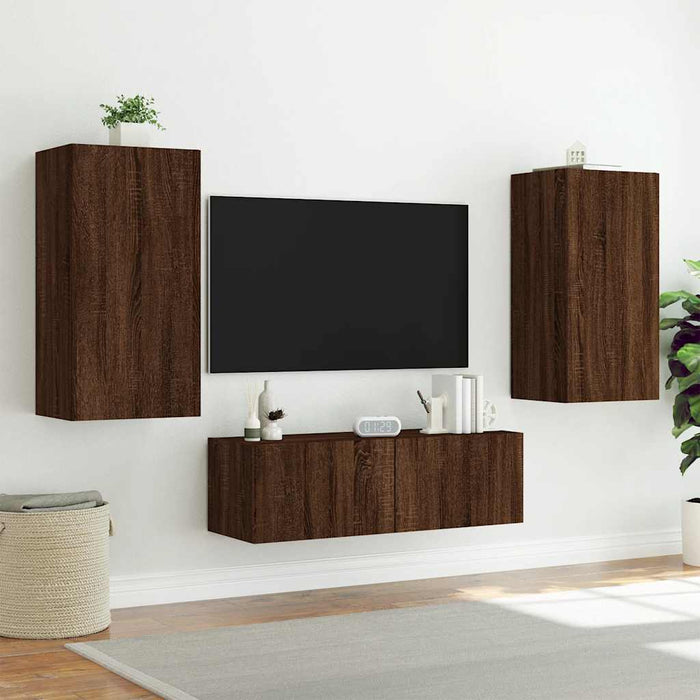 Comodă TV de perete cu lumini LED, stejar maro, 40,5x35x80 cm - WALTI WALTI