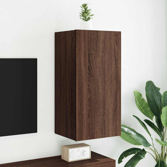 Comodă TV de perete cu lumini LED, stejar maro, 40,5x35x80 cm - WALTI WALTI