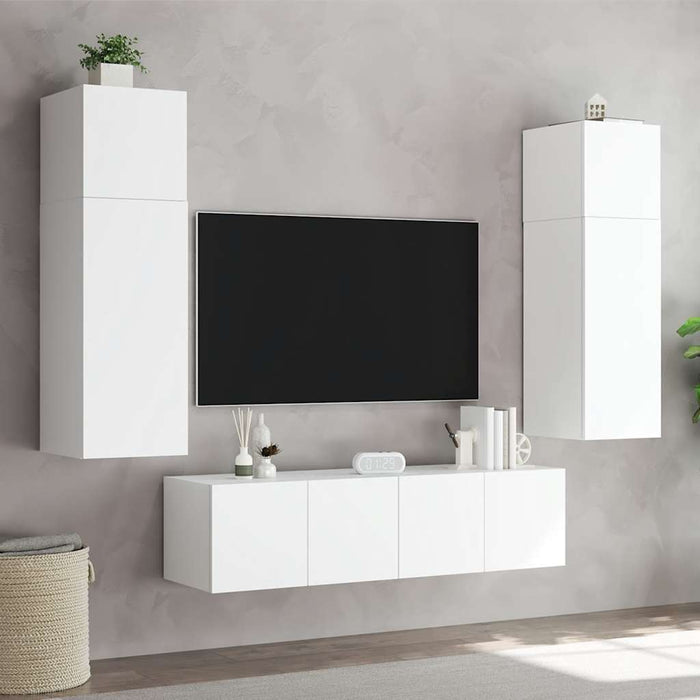 Comodă TV de perete cu lumini LED, alb, 60x35x31 cm WALTI