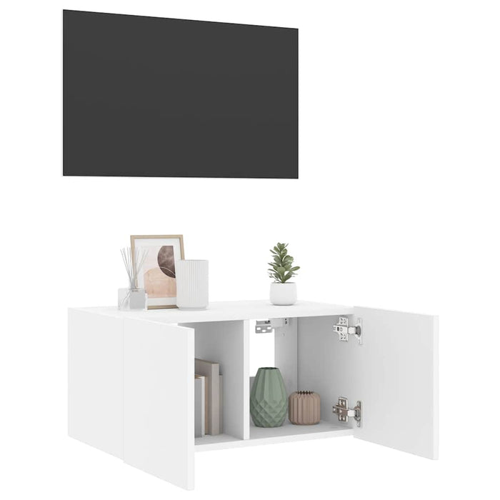 Comodă TV de perete cu lumini LED, alb, 60x35x31 cm WALTI