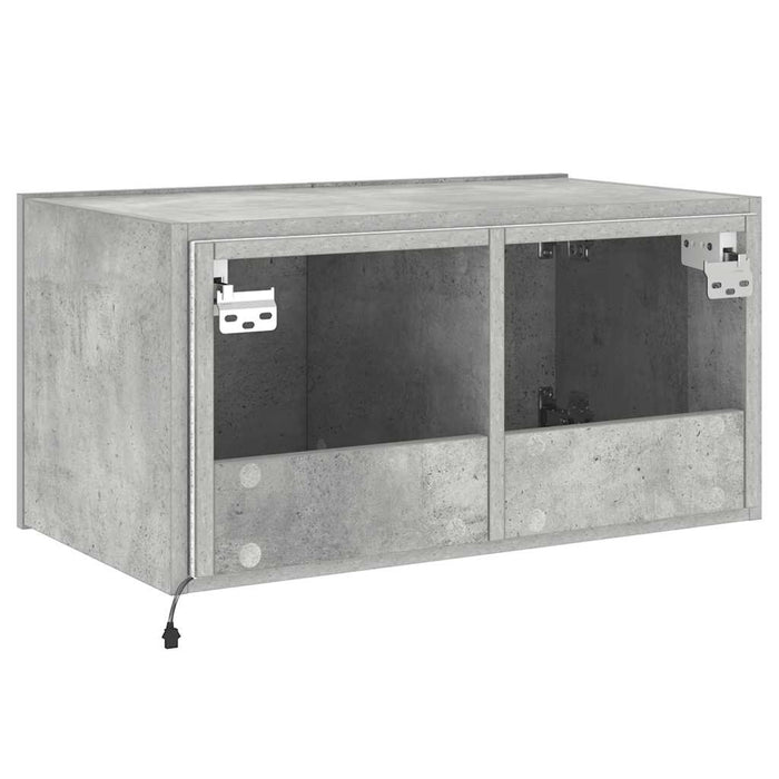 Comodă TV de perete cu lumini LED, gri beton, 60x35x31 cm - WALTI WALTI