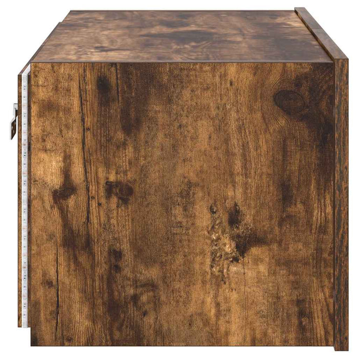 Comodă TV de perete cu lumini LED, stejar fumuriu, 60x35x31 cm - WALTI WALTI