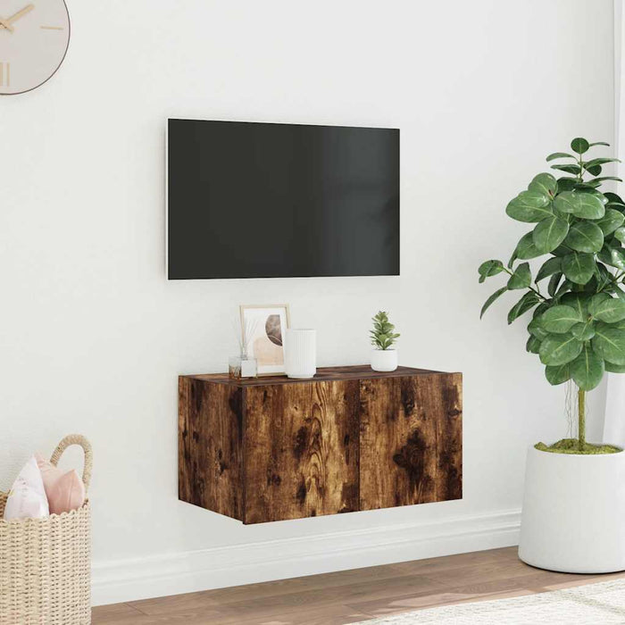 Comodă TV de perete cu lumini LED, stejar fumuriu, 60x35x31 cm - WALTI WALTI