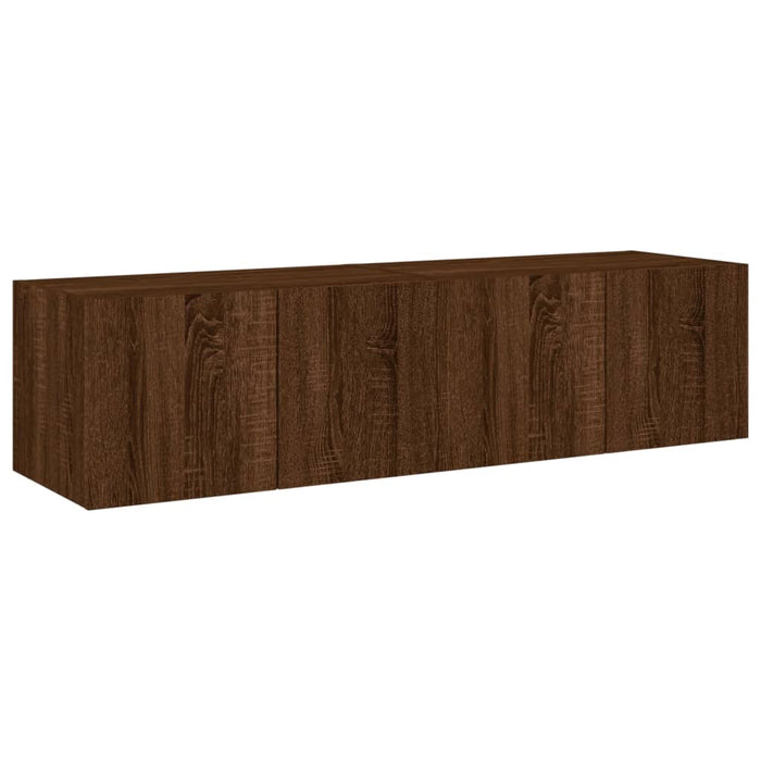 Comodă TV de perete cu LED, 2 buc. stejar maro, 60x35x31 cm WALTI