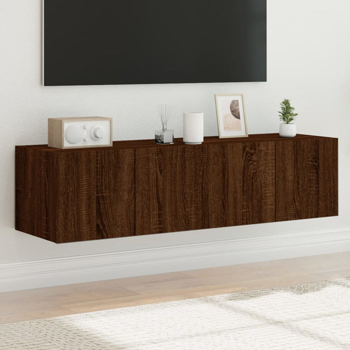 Comodă TV de perete cu LED, 2 buc. stejar maro, 60x35x31 cm WALTI
