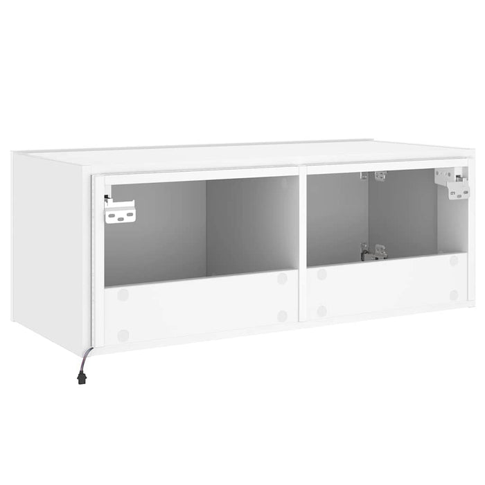 Comodă TV de perete cu lumini LED, alb, 80x35x31 cm - WALTI WALTI