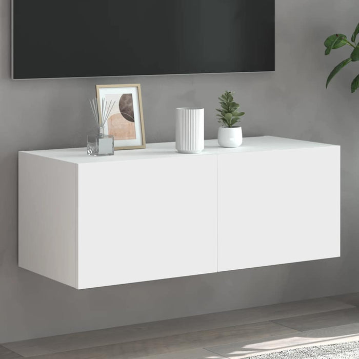 Comodă TV de perete cu lumini LED, alb, 80x35x31 cm - WALTI WALTI