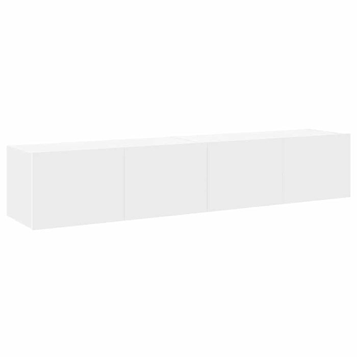 Comode TV de perete cu lumini LED, 2 buc., alb, 80x35x31 cm - WALTI WALTI