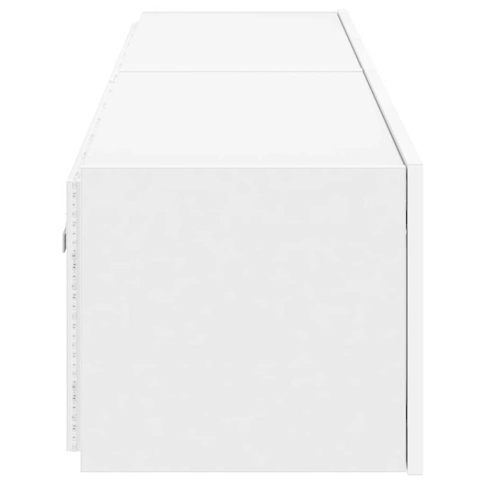 Comode TV de perete cu lumini LED, 2 buc., alb, 80x35x31 cm - WALTI WALTI