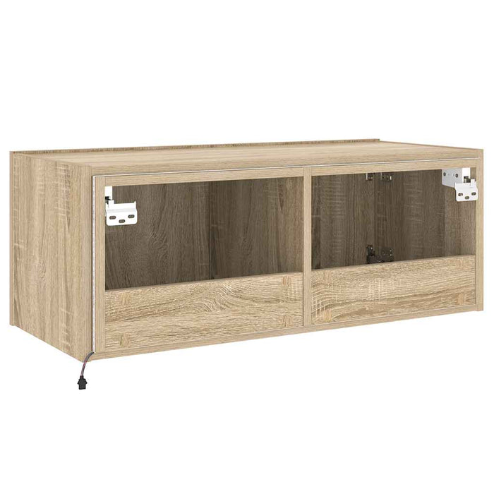 Comodă TV de perete cu lumini LED, stejar sonoma, 80x35x31 cm - WALTI WALTI