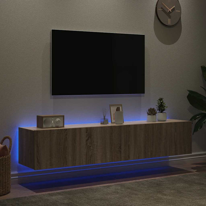Comodă TV de perete cu LED, 2 buc. stejar sonoma, 80x35x31 cm - WALTI WALTI