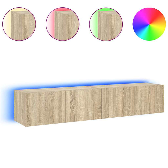 Comodă TV de perete cu LED, 2 buc. stejar sonoma, 80x35x31 cm - WALTI WALTI