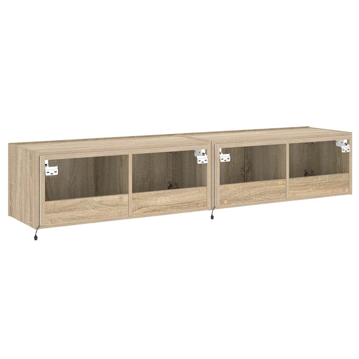 Comodă TV de perete cu LED, 2 buc. stejar sonoma, 80x35x31 cm - WALTI WALTI