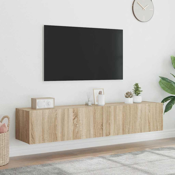 Comodă TV de perete cu LED, 2 buc. stejar sonoma, 80x35x31 cm - WALTI WALTI