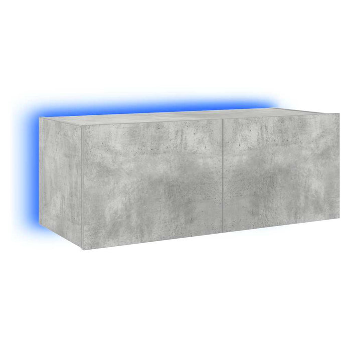Comodă TV de perete cu lumini LED, gri beton, 80x35x31 cm - WALTI WALTI