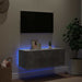 Comodă TV de perete cu lumini LED, gri beton, 80x35x31 cm - WALTI WALTI