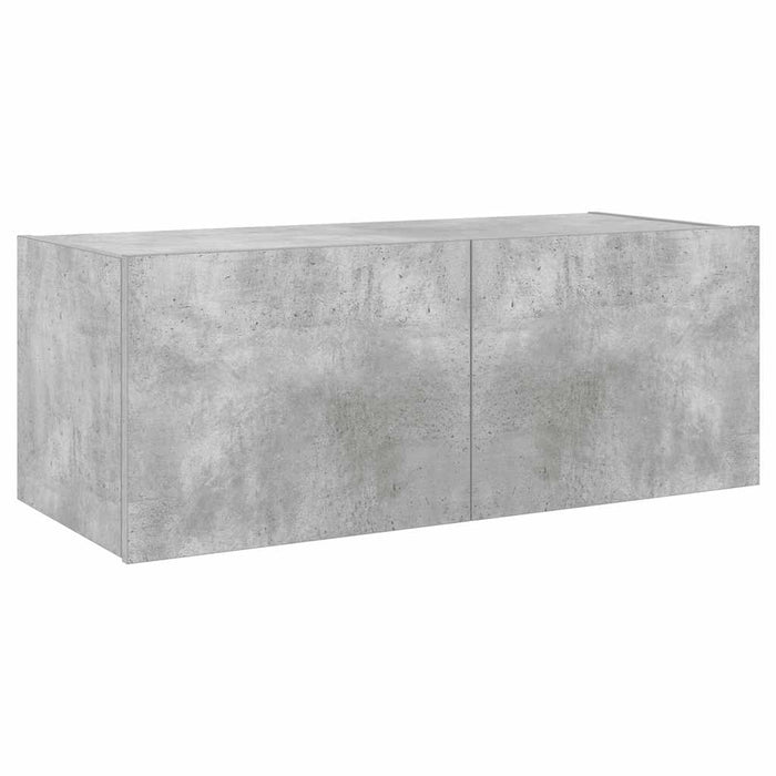 Comodă TV de perete cu lumini LED, gri beton, 80x35x31 cm - WALTI WALTI