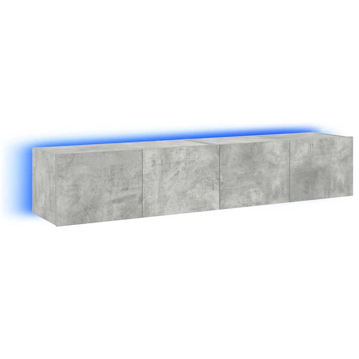 Comode TV de perete cu lumini LED 2 buc. gri beton 80x35x31 cm - WALTI WALTI