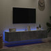 Comode TV de perete cu lumini LED 2 buc. gri beton 80x35x31 cm - WALTI WALTI