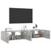 Comode TV de perete cu lumini LED 2 buc. gri beton 80x35x31 cm - WALTI WALTI