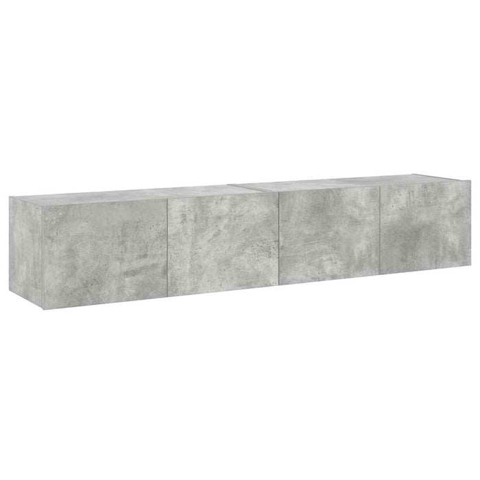 Comode TV de perete cu lumini LED 2 buc. gri beton 80x35x31 cm - WALTI WALTI