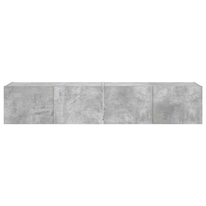 Comode TV de perete cu lumini LED 2 buc. gri beton 80x35x31 cm - WALTI WALTI