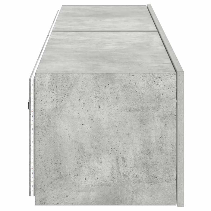 Comode TV de perete cu lumini LED 2 buc. gri beton 80x35x31 cm - WALTI WALTI