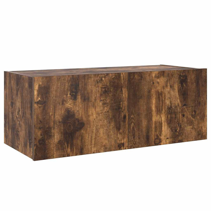 Comodă TV de perete cu lumini LED, stejar fumuriu, 80x35x31 cm - WALTI WALTI