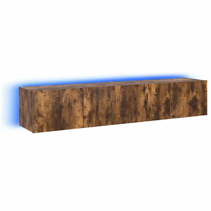 Comodă TV de perete cu LED, 2 buc. stejar fumuriu, 80x35x31 cm - WALTI WALTI