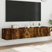 Comodă TV de perete cu LED, 2 buc. stejar fumuriu, 80x35x31 cm - WALTI WALTI