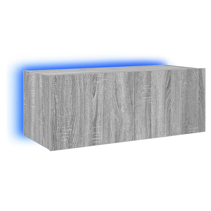 Comodă TV de perete cu lumini LED, gri sonoma, 80x35x31 cm - WALTI WALTI