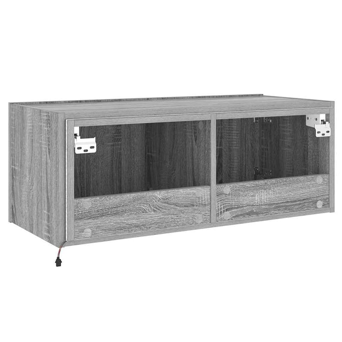 Comodă TV de perete cu lumini LED, gri sonoma, 80x35x31 cm - WALTI WALTI