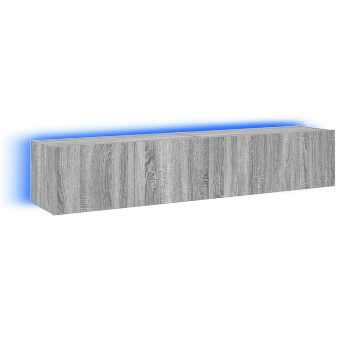 Comodă TV de perete cu LED, 2 buc, gri sonoma, 80x35x31 cm - WALTI WALTI