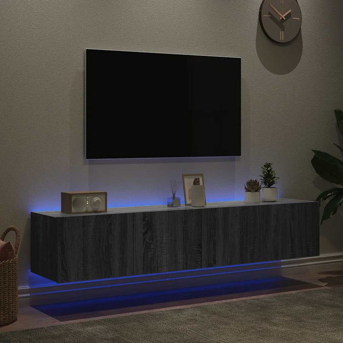 Comodă TV de perete cu LED, 2 buc, gri sonoma, 80x35x31 cm - WALTI WALTI